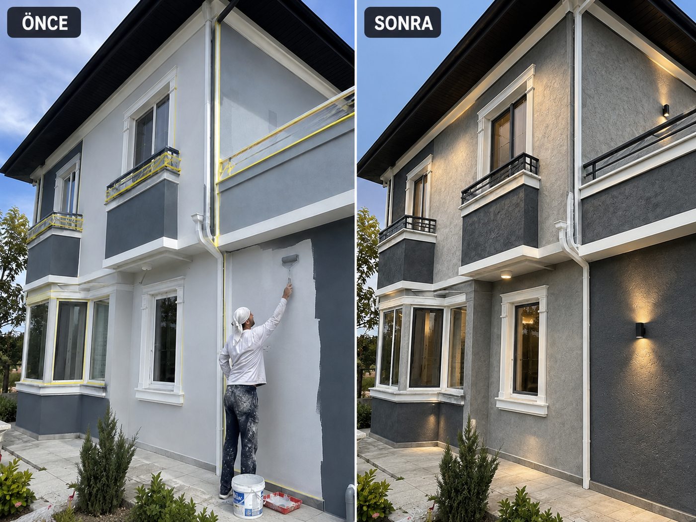 Ertuğrul dış cephe boya öncesi ve sonrası