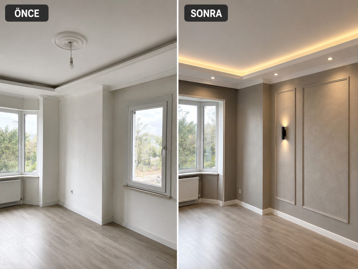 Ertuğrul iç cephe boya öncesi ve sonrası